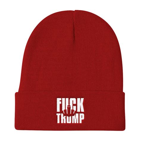 fuck trump middle finger knit beanie the resistance