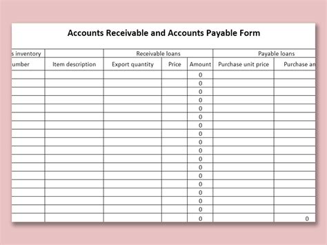 Excel Of Accounts Receivable And Accounts Payable Form Xls Wps Free Templates