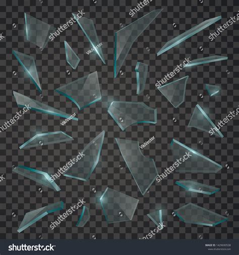 Broken Glass Shards Realistic Cracked Fragments Stock Vector Royalty