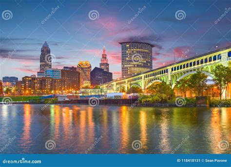 Cleveland Ohio Downtown Skyline Panorama Royalty Free Stock Photo