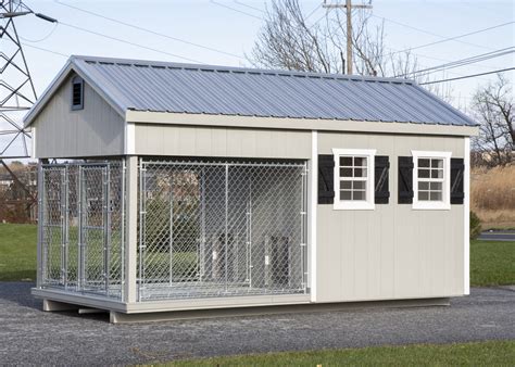 Gray 8x16 Dog Kennel With Run The Dog Kennel Collection