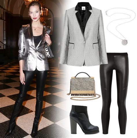 how to wear shiny metallic style for spring 2024 learn from karlie kloss silver blazer outfit
