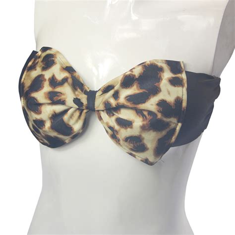 sexy strapless bowknot design leopard print bikini bra bk10547