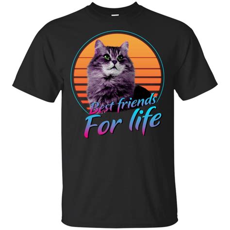 Cat Best Friends For Life Vintage Shirt Awesome Tee Fashion