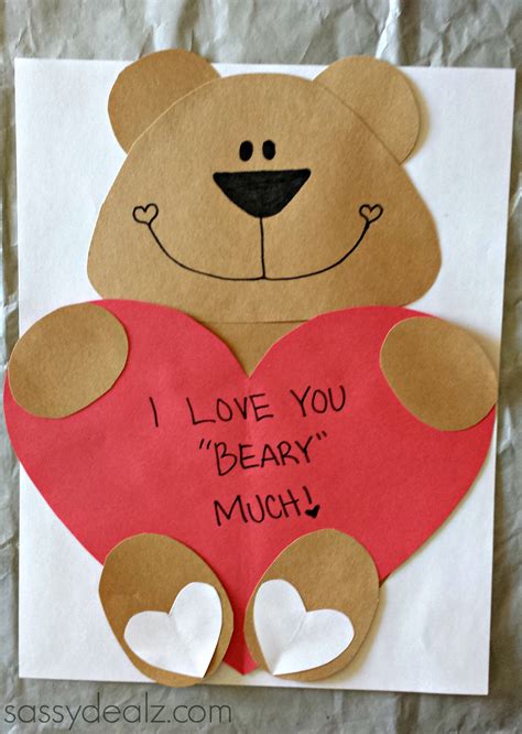 I Love You Beary Much Valentine Bear Craft For Kids Crafty Morning