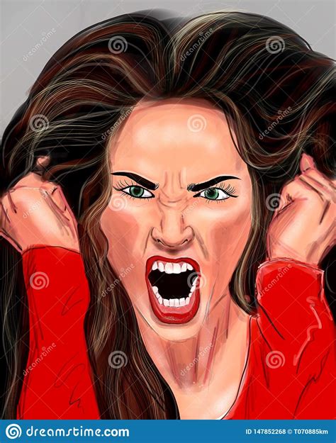 Angry Woman Screaming Stock Illustration Illustration Of Decals