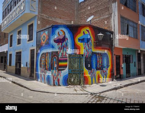 Urban Art Murals In The Streets Around Callao Monument Lima Peru