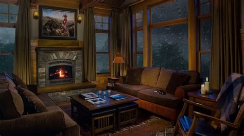 Cozy Cabin Ambience Rain And Fireplace Cozy Cabin Rain Official Video