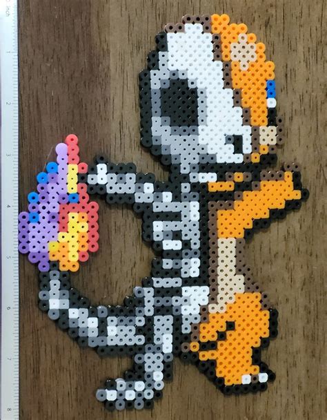 Pokemon Charmander Skeleton Perler Bead Pixel Art Magnet Etsy