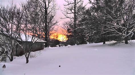 Winter Snow Storm Sunset Under Snow Clouds Youtube