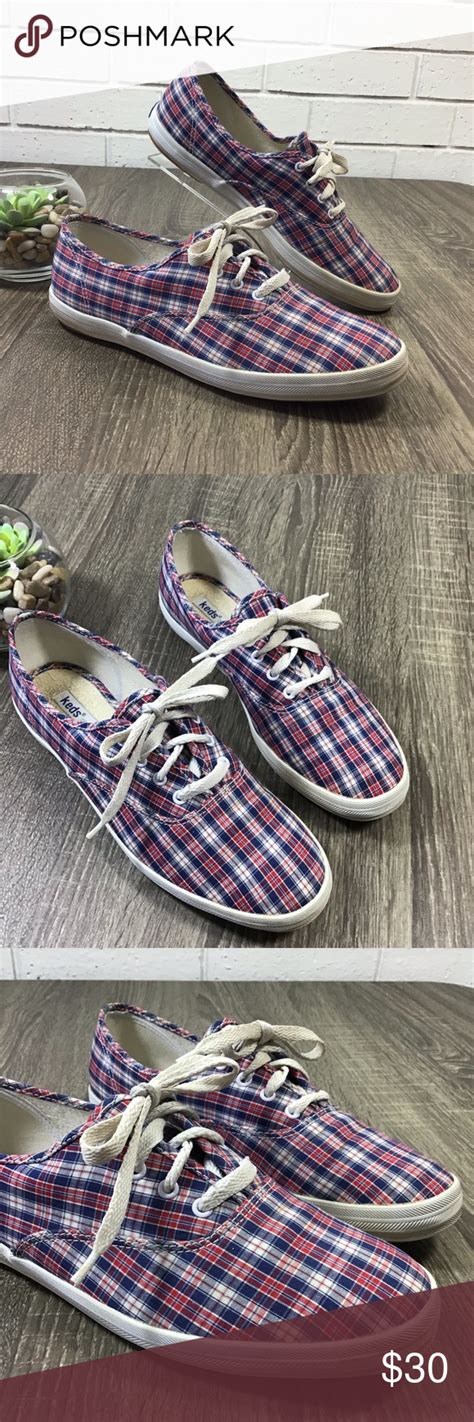 Keds Red White Blue Plaid Sneakers Size 85 Keds Blue Plaid Sneakers