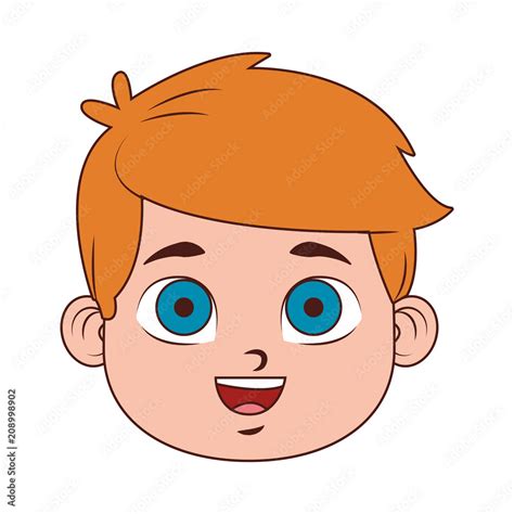 Cute Boy Face Cartoon Vector Illustration Graphic Design Stock Vector