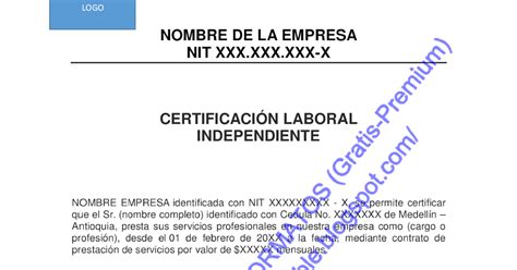 Carta De Certificado Laboral Independiente Financial Report