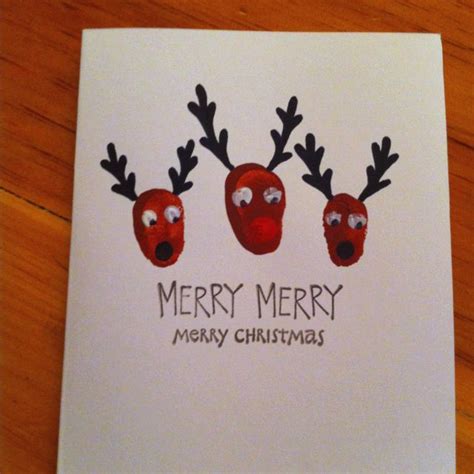 Thumbprint Reindeer Christmas Card Christmas Christmas Cards