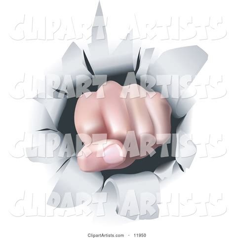 Human Hand Balled Into A Fist Punching Through A Wall Clipart By Geo