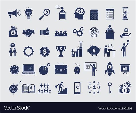 Business Symbols Collection Diagram Money Vector Image