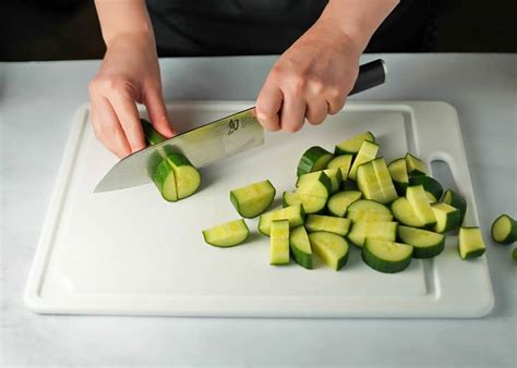 Cutting Cucumber Into Large Chunks Nibble And Dine