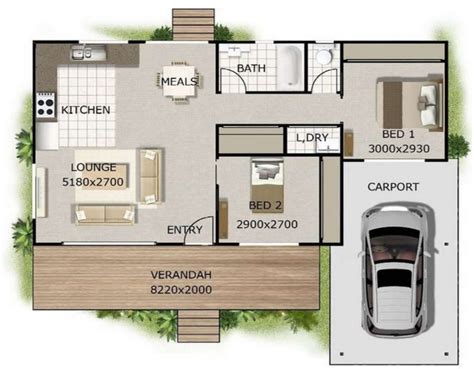 Modelo De Casa De 2 Dormitorios Y Garaje