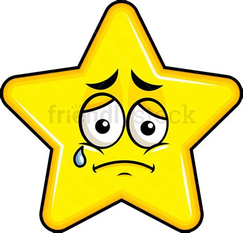 Teared Up Sad Star Emoji Cartoon Clipart Vector Friendlystock