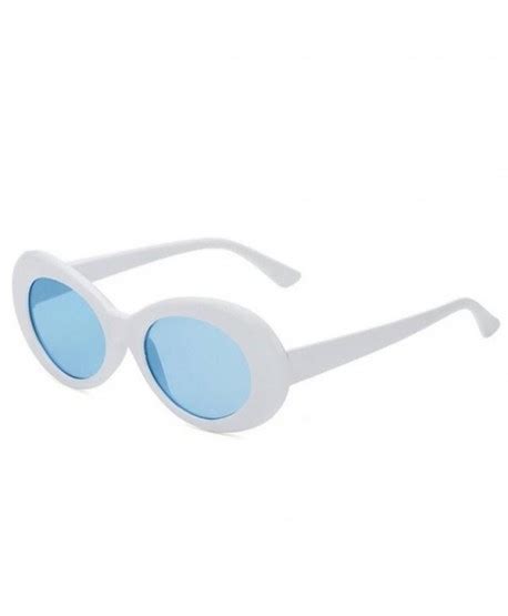Kurt Cobain Style Sunglasses Men Women Oval Retro Clout Goggles White