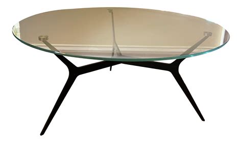Contemporary Round Clear Glass Top Coffee Table With 3 Legged Black