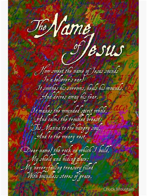 The Name Of Jesus Poster For Sale By Chkmtn Redbubble