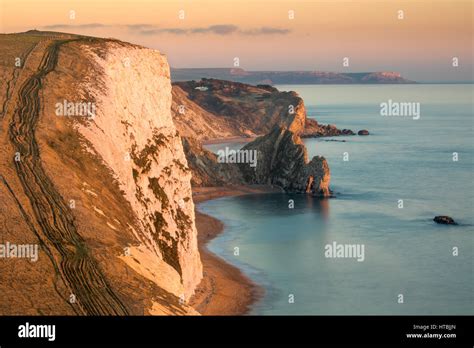 Durdle Door And St Oswalds Bay From Bats Head At Dusk Purbeck