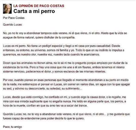 La Carta De Paco Costas A Su Perro Mascotalia