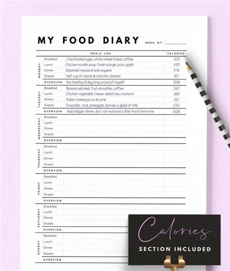 Food Diary Printable Shinesheets