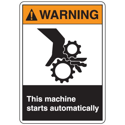 Ansi Z Safety Labels Warning This Machine Starts Automatically