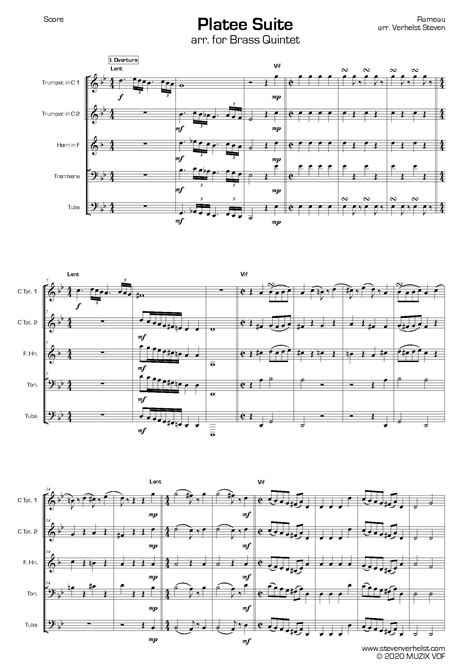 Platee Suite Brass Quintet Steven Verhelst