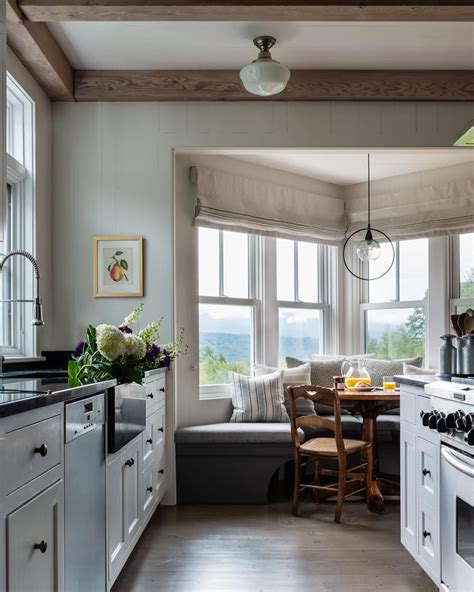 Modern Farmhouse Kitchen With Breakfast Nook In The Mountains Of Stowe