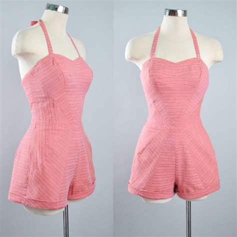 Reserved 50s Carolyn Schnurer Playsuit Romper 1950s Pink Cotton