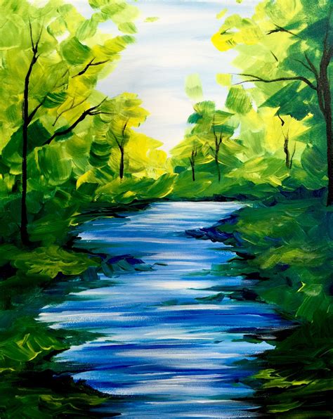 Summer Stream At Cafe Bicyclette Paint Nite Events Nature Paintings