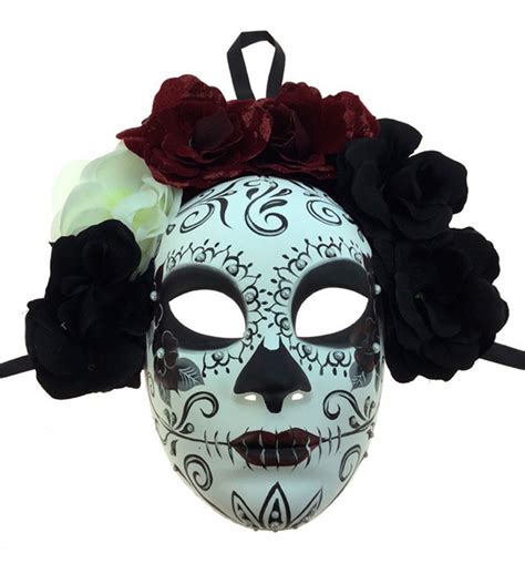 Kbw Adult Unisex Female Day Of Dead Full Face Mask With Rose Flower