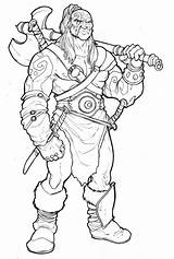 Barbarian Coloring Drawing Conan Character Concept Edge Adult Dragons Baldeon sketch template