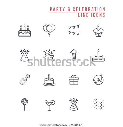 Party Celebration Outline Icons Stock Vector Royalty Free 276204473
