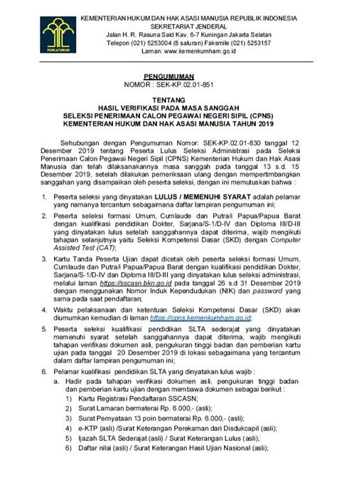 Kebutuhan pegawai badan narkotika nasional, diberikan kesempatan kepada : Informasi Cpns Kemenkumham Aceh 2019 : Tes SKB CPNS ...