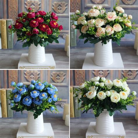 New Multi Color Realistic 6 Branches Spring Artificial Fake Peony