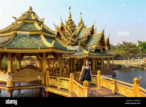 Thai Temple On Water In Ancient City Near Bangkok Thailand Stock Photo Alamy