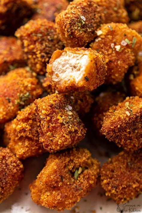 Bake the chicken nuggets in a 425 f oven for 25 minutes. Vegan Chicken Nuggets (Crispy & Crunchy) - Jessica in the ...