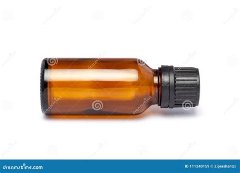 Amber Color Small Glass Bottle With Pin Hole Dropper And Black Cap Stock Image Image Of