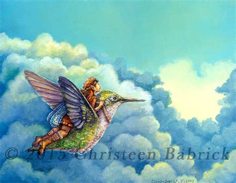 Flight Home Hummingbird Fairy Faery Oil Paint Fantasy Art Giclee Print