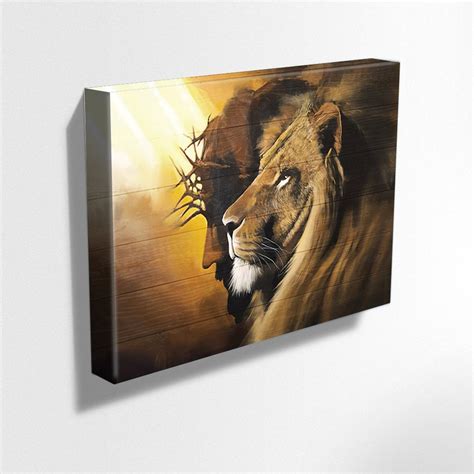 Jesus Christ And Lion Wall Art Canvas Jesus Wall Decor Etsy
