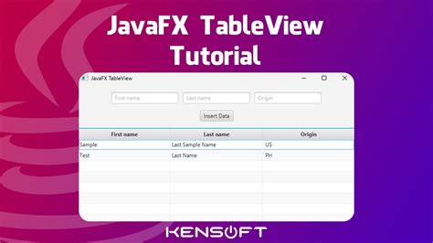 Tableview In Javafx Tutorial For Beginners Insert Data Youtube
