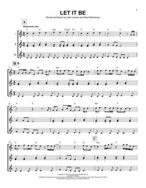 Let It Be Sheet Music The Beatles Ukulele Ensemble