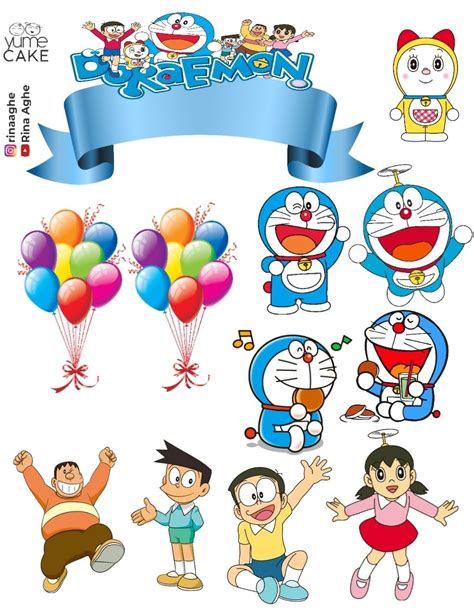 Doraemon Topper Printable With Nobita Shizuka Giant Suneo Cake