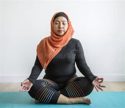 Islamic Woman Doing Yoga In The Room Stock Photo Image Of Exercise