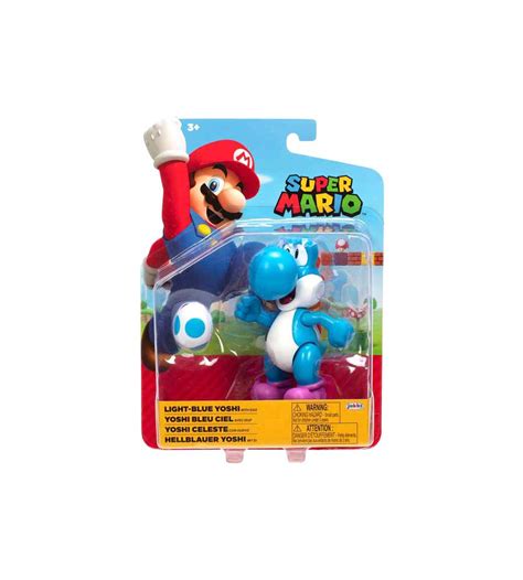 World Of Nintendo Super Mario Light Blue Yoshi With Egg Action Figure