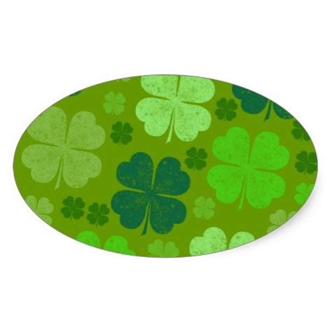 Green Clovers Lucky Clovers Saint Patricks Day Oval Sticker Zazzle